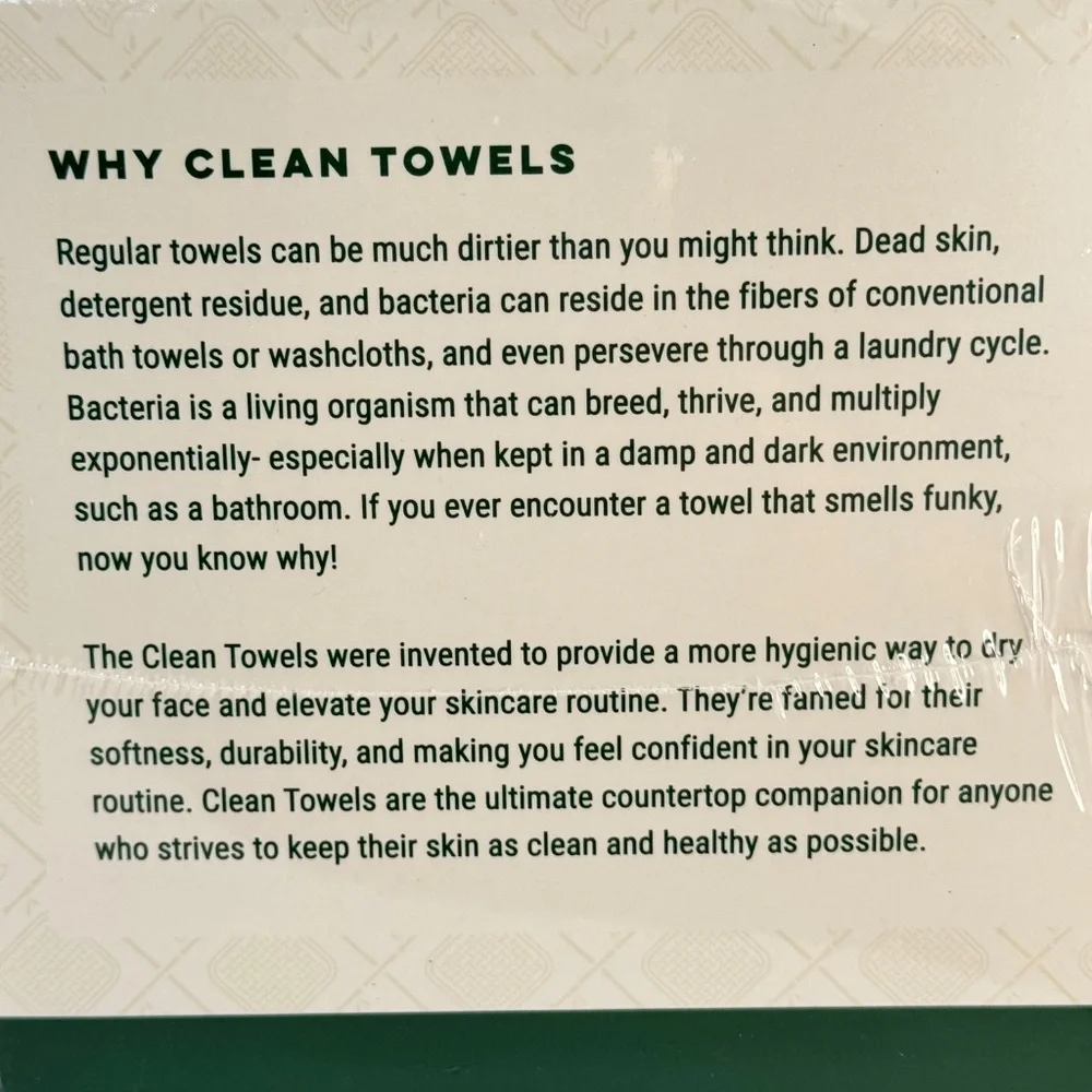Clean Skin Club Bamboo Viscose Ultra Soft BioBased Face Towel 1Pkg XL 50 Ct.